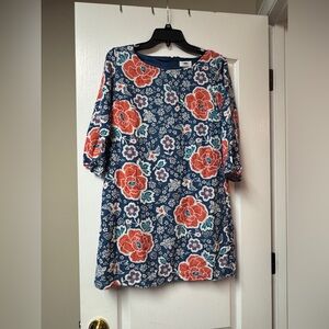 Old Navy Navy and Coral Floral Mini Dress
